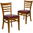 thumbnail image 2 of BizChair 2 Pack Ladder Back Cherry Wood Restaurant Chair - Burgundy Vinyl Seat, 2 of 8