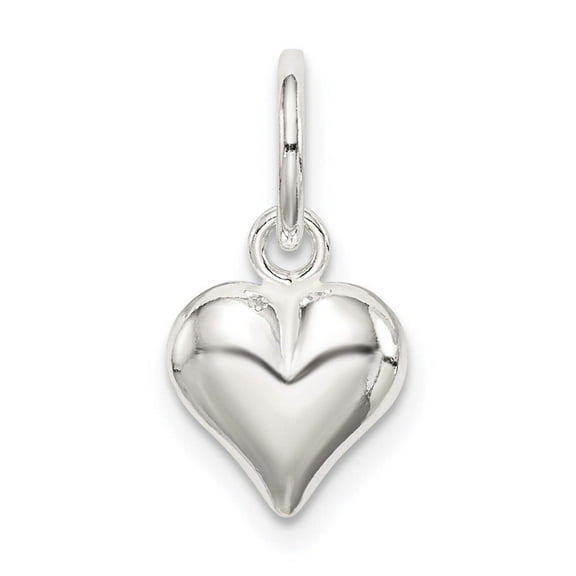 925 Sterling Silver Hollow Polished Puff Love Heart Charm 18x10mm Wide Pendant Necklace for Women