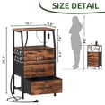 thumbnail image 3 of Eunos Small Nightstand with Charging Station and LED for Bedroom, 3 Drawer Dresser with Storage Shelfs, Wood Grain Print, 3 of 8