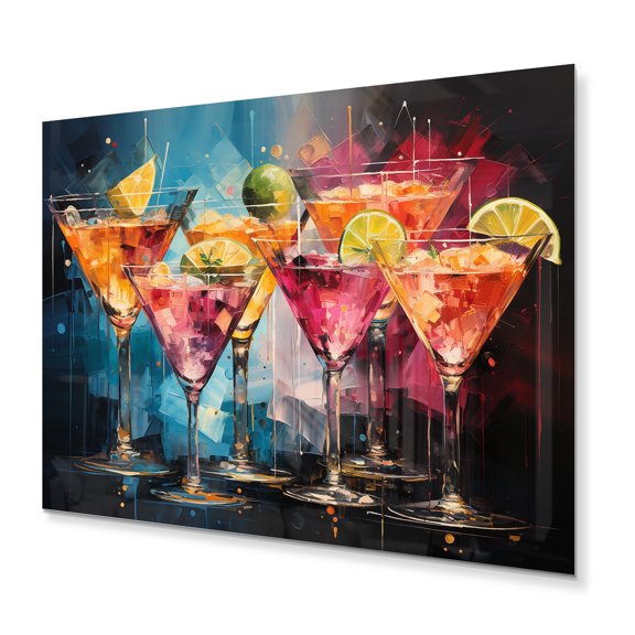 Designart "Confetti Cocktails IV" Food & Beverage Metal Art Living Room