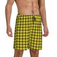 thumbnail image 2 of Pofeuu Yellow Checkered Plaid Print Men's Soft Woven Elastic Waistband Sleep Pajama Short-4X-Large, 2 of 6