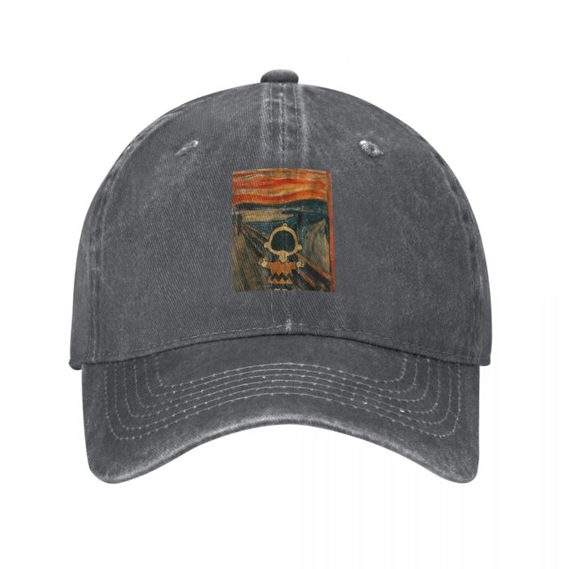 Gorras de béisbol informales y oficiales de Peanuts Charlie Brown Scream Artsy, unisex, de mezclilla desgastada, para exteriores, ajustables