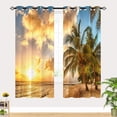 thumbnail image 2 of Tropical Curtains, Beach Ocean Palm Trees Island Hawaiian Sunset Sea Waves Pattern Waterproof Grommet Window Drapes for Bedroom Living Room Laundry Room Closet Cafe 2 Panels W52 x L84, 2 of 6