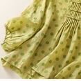 thumbnail image 6 of Qulqfy Short Sleeve Womens Blouse Casual Cotton Linen Crew Neck Polka Dot Button Down Green Spring Tie Women's Summer Tops L, 6 of 9