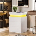 thumbnail image 4 of MONVANE Modern LED Nightstand with 3 Drawers , White Nightstand Bedside Table Storage with Drawer Charging Station for Bedroom, 4 of 11