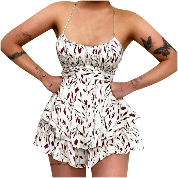 Mono sexy con tirantes y hombros descubiertos con estampado floral primavera/verano Pompotops ghjkhdj18917