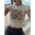 thumbnail image 4 of Wild Floral Crop Tank Top, Wildflower Rib Racer Tank, Vintage Boho Cottagecore,, 4 of 6