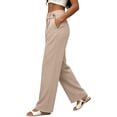 thumbnail image 6 of Sahpxhe Work Pants for Women High Elastic Waist Wide Leg Lightweight Dress Pants Casual Loose Business Office Trousers Khaki XL, 6 of 7