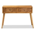 thumbnail image 4 of Baxton Studio Mae Mid-Century Modern Natural Brown Finished Wood 2-Drawer Console Table, 4 of 9