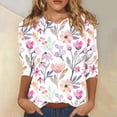 thumbnail image 2 of Paguaki Womens Floral Print 3/4 Sleeve Tunic Top Crewneck Blouse Soft Breathable Lightweight Casual Everyday T Shirts, 2 of 5