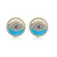 thumbnail image 4 of Pendientes elegantes con forma de ojo malvado y circonitas cúbicas bañadas en oro y cobre, SHED285-3, 4 of 4