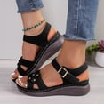 thumbnail image 2 of Mostsola Walking Shoes Women Open Toe Slingback Wedge Sandals Bohemian Flower Summer Dress Shoes, 2 of 7