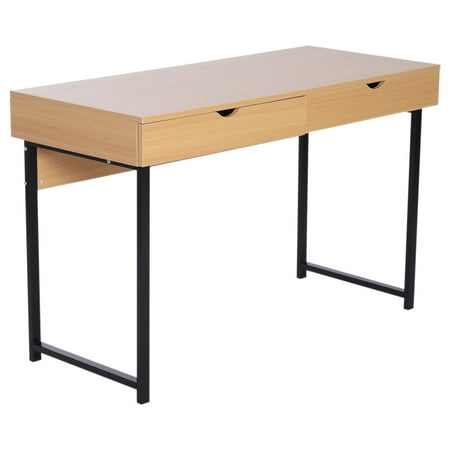 Homcom 20 Modern Computer Desk Wood With Slide Out Drawers Homcom 20 Modern Computer Desk Wood