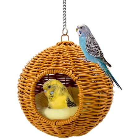 Steel Frame Bird Nest for Cage, Washable Small Bird Bed Hammock Hideout Lay Eggs Parakeet Nest Sleep, Parakeet Warm Bed House Hut for Lovebird, Canary, Budgie