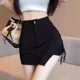 thumbnail image 2 of Vestido mini de traje negro para mujer, novedad de verano de 2024, moda sensata, cordón ajustable que cubre la cadera, estilo coreano, falda de línea A, 2 of 4