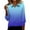 Blue, variant on Blouses for Women 3/4 Length Sleeve Lapel Fashion Gradient Color Pullover Tops Spring Summer Basic Casual T Shirts