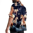 thumbnail image 3 of Starry Unicorn Men's Poplin Shirt, Casual Short Sleeve Printed Button Down Summer Beach Unisex Shirts, 3 of 6