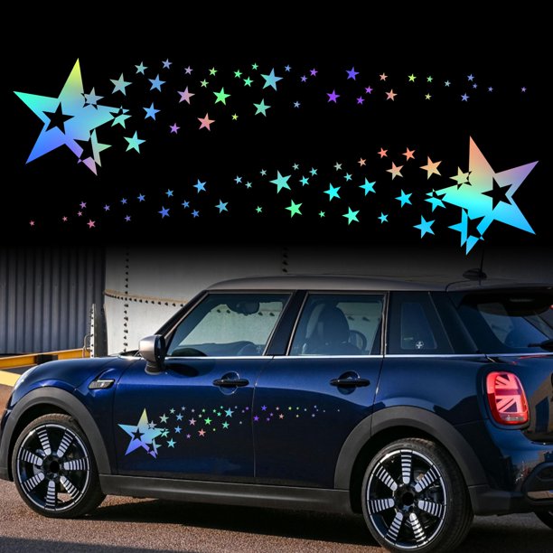 Tomall 1 Par De Pegatinas De Vinilo Con Gráficos De Estrellas De 62,6 Pulgadas Para Los Lados De La Puerta Del Cuerpo Del Coche, Pegatinas Universales Impermeables De Estrellas, Decoración Para Vehícu