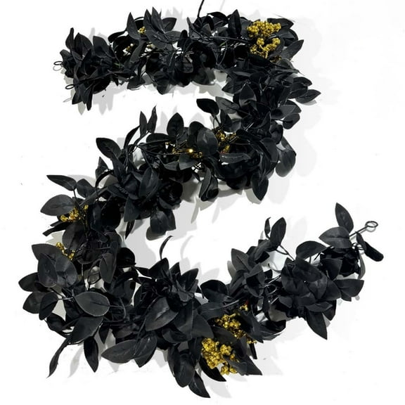 Christmas Garland Hwkond Black Leaf Garland Halloween Artificial Hanging Fall Leave Vines Fall Floral Garlands Thanksgiving Decor For Home Wedding Party Garland Fork Up to 60% Off