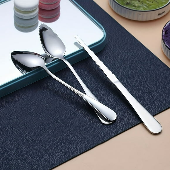 Ustensiles de Cuisine – Ensemble de Cuillères Courbées en Acier Inoxydable Dentelées avec Thème Melon Lime Pitaya pour une Manipulation et Présentation des Aliments Améliorées
