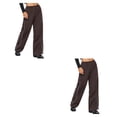 thumbnail image 2 of Sonducket Pantalón de poliéster de repuesto banda elástica Casual fácil de combinar de moda viajes deportes fotografía pantalón largo Marrón S 2piezas, 2 of 6
