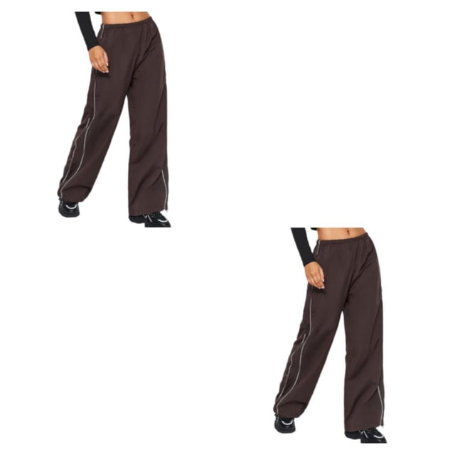 Qarigey Reemplazo de pantalón banda elástica de Color sólido transpirable lavable moda fotografía de viaje pantalón largo ropa Marrón S 2Conjunto