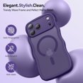 thumbnail image 4 of 3 in 1 Magnetic Wavy Case for iPhone 17 Pro Max 6.9", Matte Protective Case with Screen Protector and Wrist Strap,Deep Purple, 4 of 7