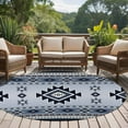 thumbnail image 5 of 7ft Round Rug, Blue Aztec Non-Skid Rubber Backing Large Area Rugs - Living Room Bedroom Home Office, Boho Southwest Farmhouse Ethnic Motifs Indoor Floor Mat Carpets Washable Rug, 5 of 9