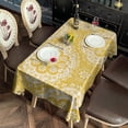 thumbnail image 2 of Yellow Ethnic Floral Pattern Rectangle Tablecloth 60"x102",Waterproof Polyester Rectangle Table Cloth, Wipeable Spillproof Polyester Tablecloth for Dining, Camping, Indoor and Outdoor, 2 of 6