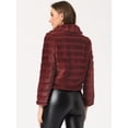 thumbnail image 4 of DARING DIVA Women's Faux Fur Fluffy Coat Collar Cropped Jacket M Burgundy, 4 of 6