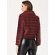 thumbnail image 4 of Abrigo de piel sintética para mujer, chaqueta, cuello de punta, mullido, frente abierto, cálido, prendas de vestir de invierno Borgoña XS, 4 of 6