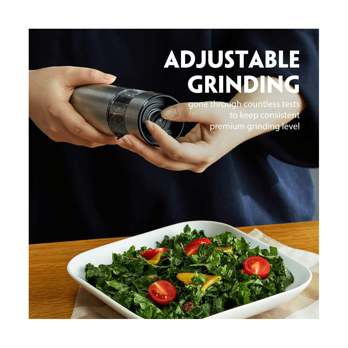 Electric Salt and Pepper Grinder , Automatic Salt and Pepper Grinder, Battery Operated Pepper with Light