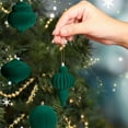 thumbnail image 6 of 4 Pcs Velvet Christmas Ornaments Set, Shatterproof Decorative Hanging Baubles in Assorted Shapes, Elegant Green Flocked Christmas Balls for Tree, Holiday Party and Home Decorations, 6 of 6