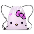thumbnail image 2 of Mochila con cordón de poliéster Merlotti con bolsillo con estampado completo de Hello Kitty, bolsa de almacenamiento de gran capacidad para niña, 2 of 5