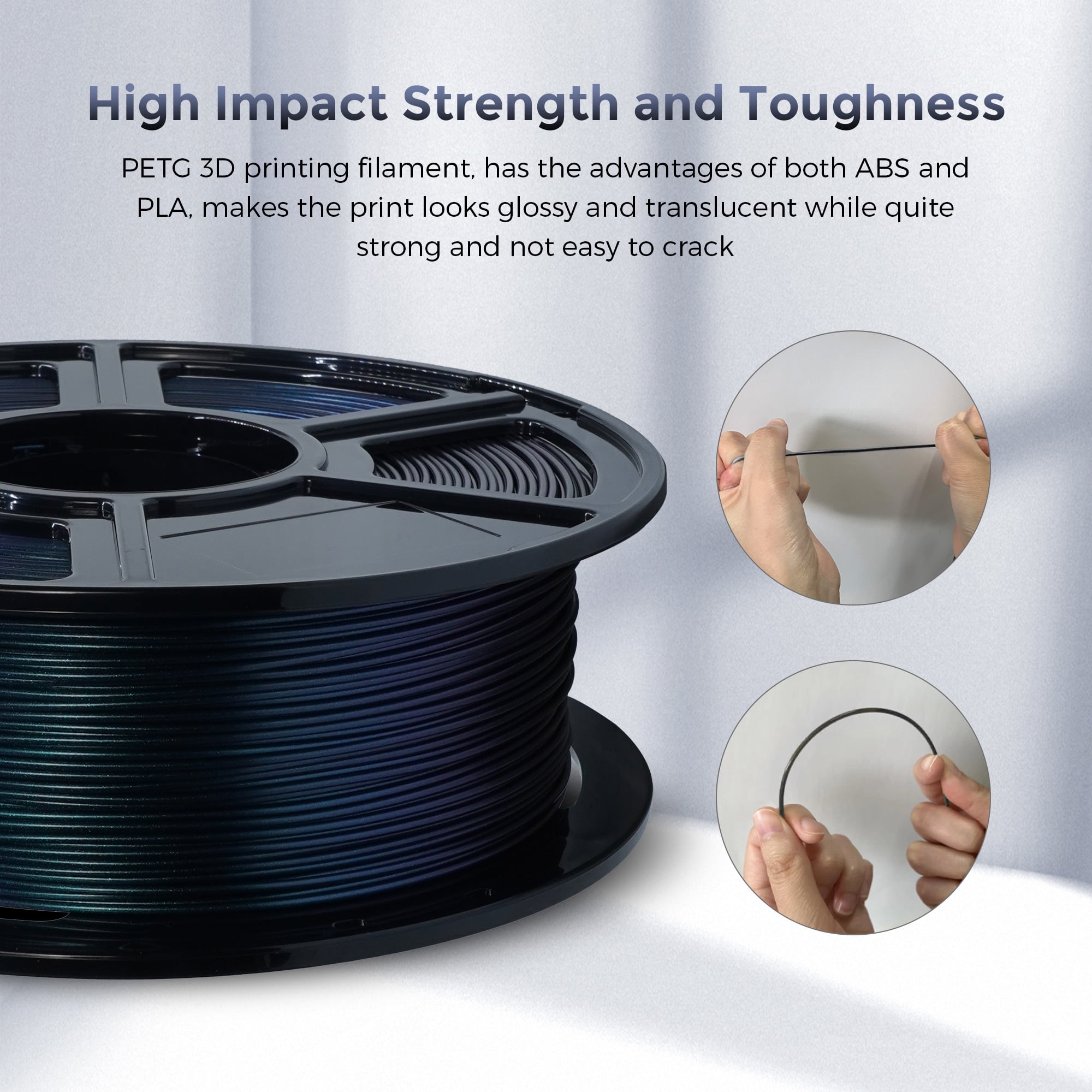 Flashforge PETG Filament 1.75mm, 1KG/2.2lbs PETG 3D Printer Filament, Burnt Titanium