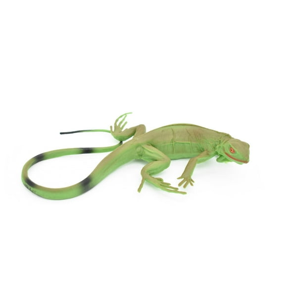 Iguana Toy, Green, Lizard, Realistic Rubber Figure, Model, Educational, Animal, Hand Painted Figurines, 7" CH053 BB78