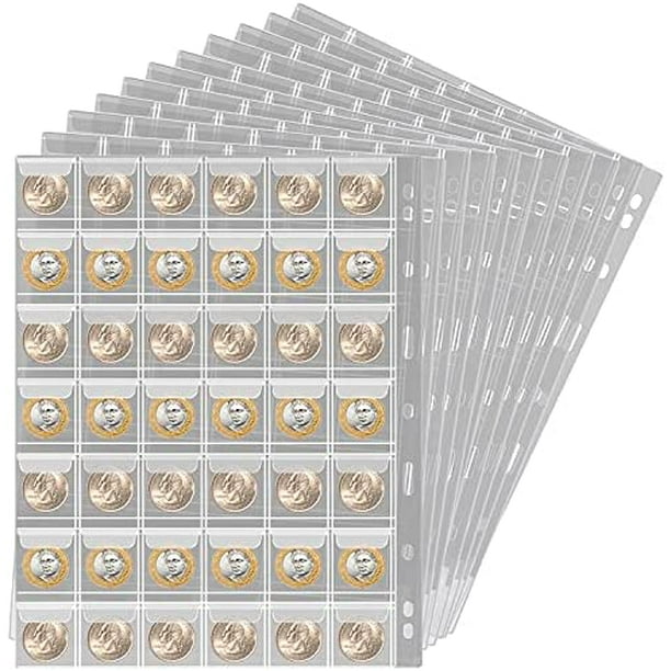 Coin Collection Supplies Pages for Collectors, 12 Sheets Coins Holder
