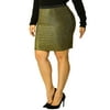 MODA NOVA Junior's Plus Halloween Leopard Elastic Waist Pencil Skirt Gold 1X