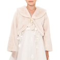 thumbnail image 2 of Gpaecead Girls Faux Fur Princess Shawl Wraps Girls Coat Jacket Flower Cape Wedding Party Dress Beige, 2 of 4
