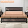 thumbnail image 5 of Homhougo—King Size Bed Frame with Headboard, Industrial Platform Bed Frame with Charge Station, No Box Spring Needed, Easy to Assemble, Wooden Mattress Foundation, Gray, 5 of 7