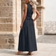 thumbnail image 3 of Vestido de Camiseta Negra para las Mujeres Casual Sólido Cuello Redondo sin Mangas Elegante Suelto Vestido Largo para Cualquier Ocasión, 3 of 5