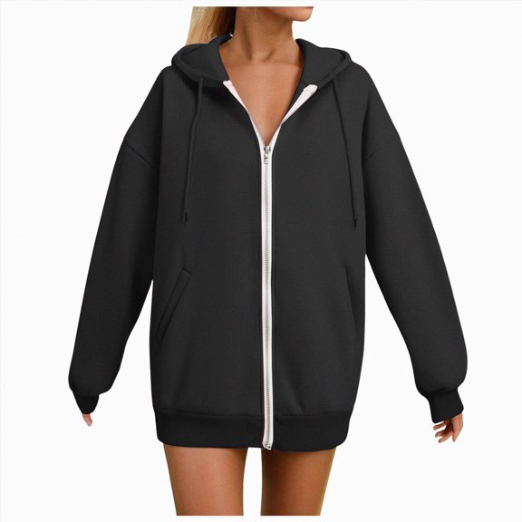 Godom Hoodies for Women Zip Up Hoodie Oversized Sweatshirt Fleece Jackets Fall Winter Coats 2025 Fashion