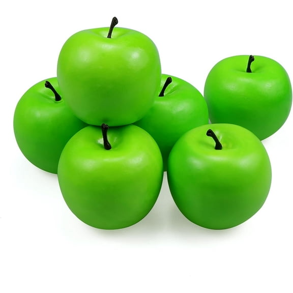 6 Pcs Artificial Green Apples Simulation Fake Fruit Photo Props Home Decoration