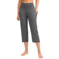 thumbnail image 3 of Capri Pants for Women High Waist Cropped Yoga Pants Straight Leg Athletic Workout Leggings with Pockets Dark Gray 2XL, 3 of 6