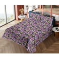 thumbnail image 4 of Ambesonne Lilac Flowers Fitted & Flat Sheet with Shams 4 Pcs Set, Nostalgic Boho Jungle, Full, Pistachio Green Lavender, 4 of 5