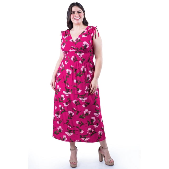 Vestido largo con lazos Roman Fashion /Tallas Extras, 8802X-10 (Fiusha) fucsia 42