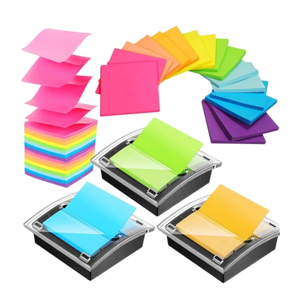 3 dispensadores de mini notas adhesivas, organizador de papel compacto, premium y profesional con 24 blocs de notas adhesivas de colores.