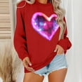 thumbnail image 2 of mihongmao Plus Size Valentine Shirts for Women Round Neck Lover's Print Hoodie Long Sleeved Hoodie Long Sleeved Round Neck Top/shirt Red L, 2 of 6