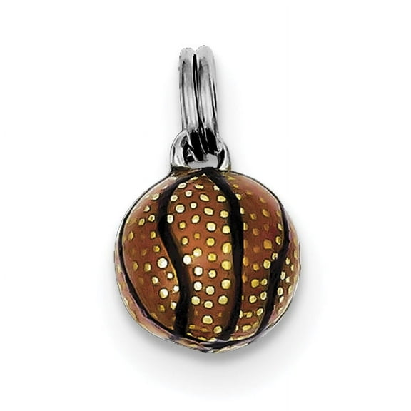 Sterling Silver 3-D Enamel Basketball Charm and Necklaces