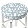 thumbnail image 3 of Picia Polar Bears And Snowy Winter Pattern Round Stool Covers Comfy Seat Covers Stretch Removable Washable Chair Slipcover Round Bar Chair Cushion Cover-13 inch, 3 of 7